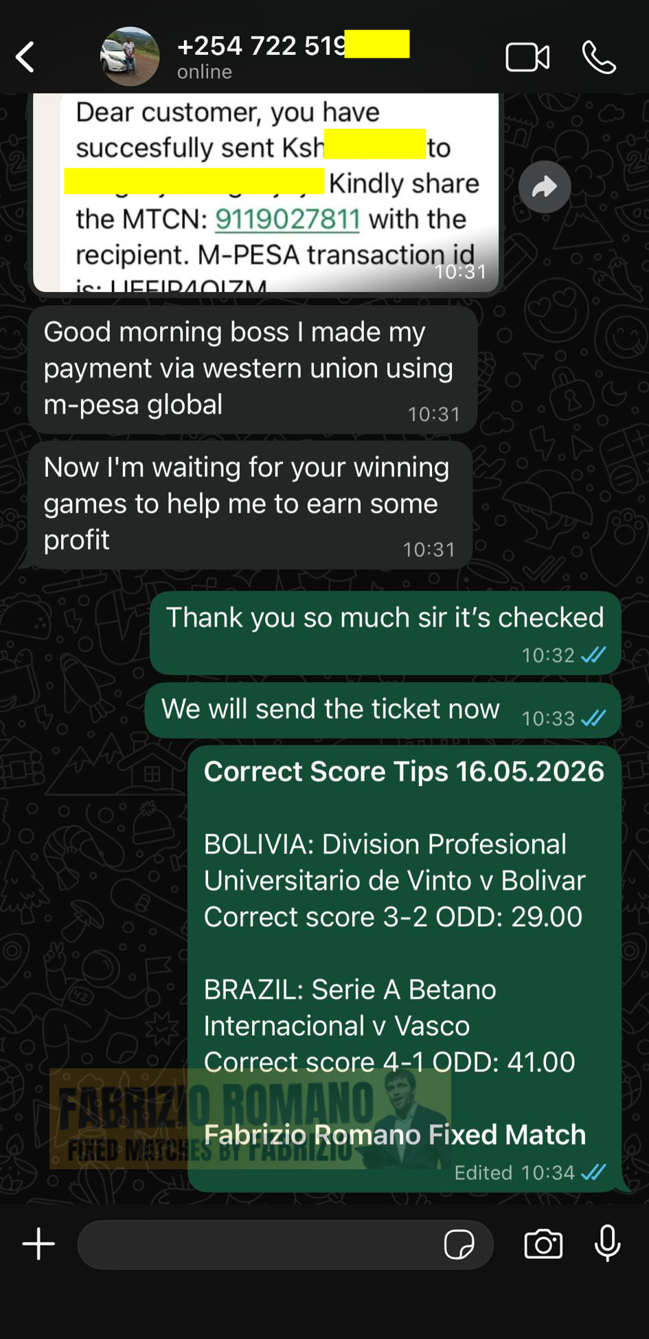 exact score fixed matches 16.05.2026