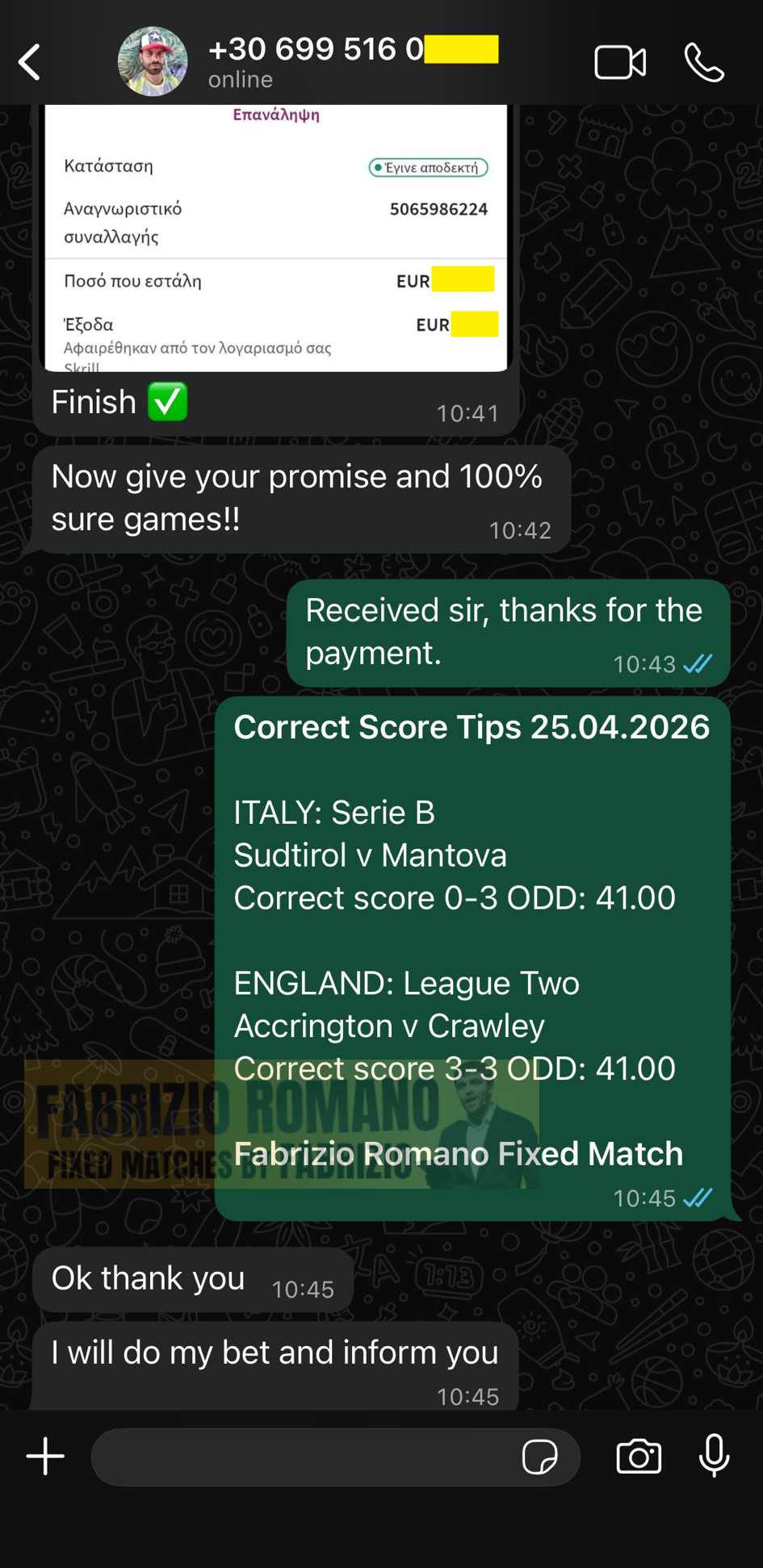 exact score fixed matches 25.04.2026