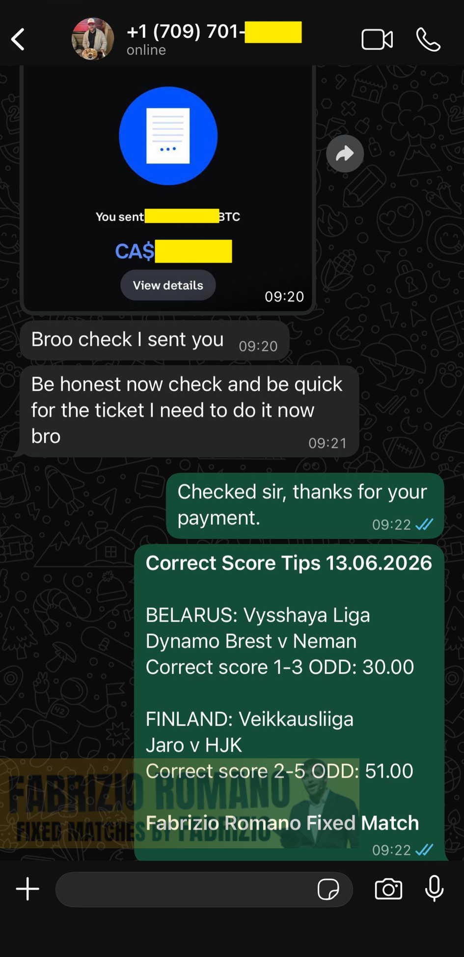 exact score fixed matches 13.06.2026