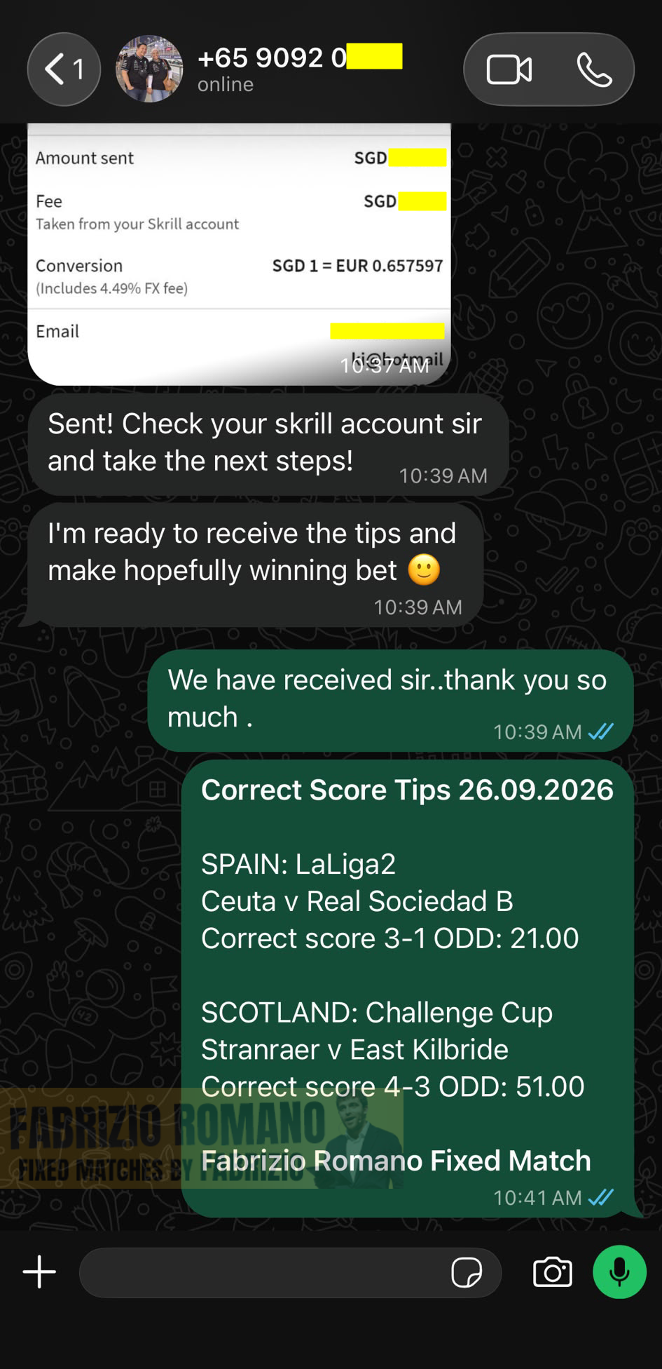 exact score fixed matches 26.09.2026