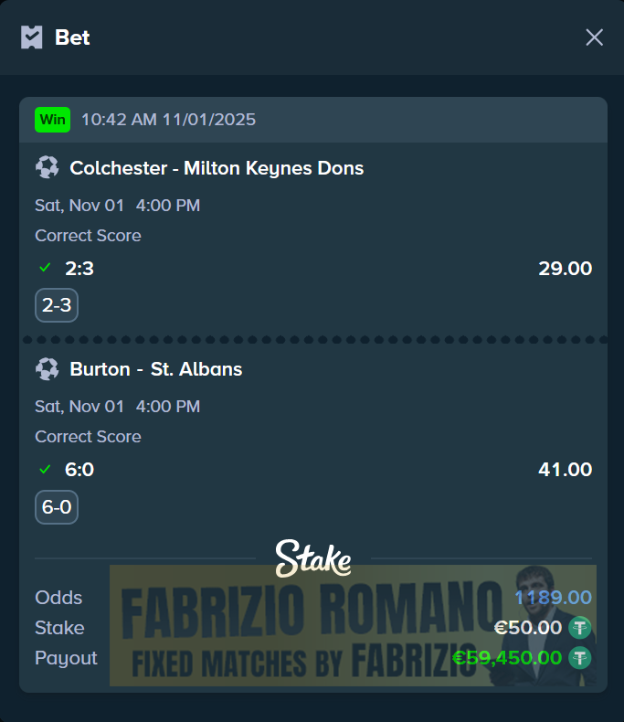 exact score fixed matches 01.11.2025