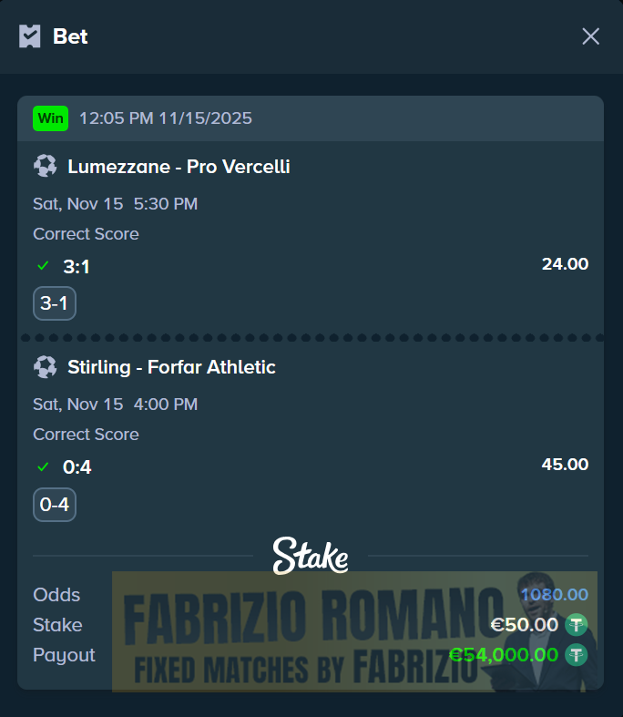 exact score fixed matches 15.11.2025