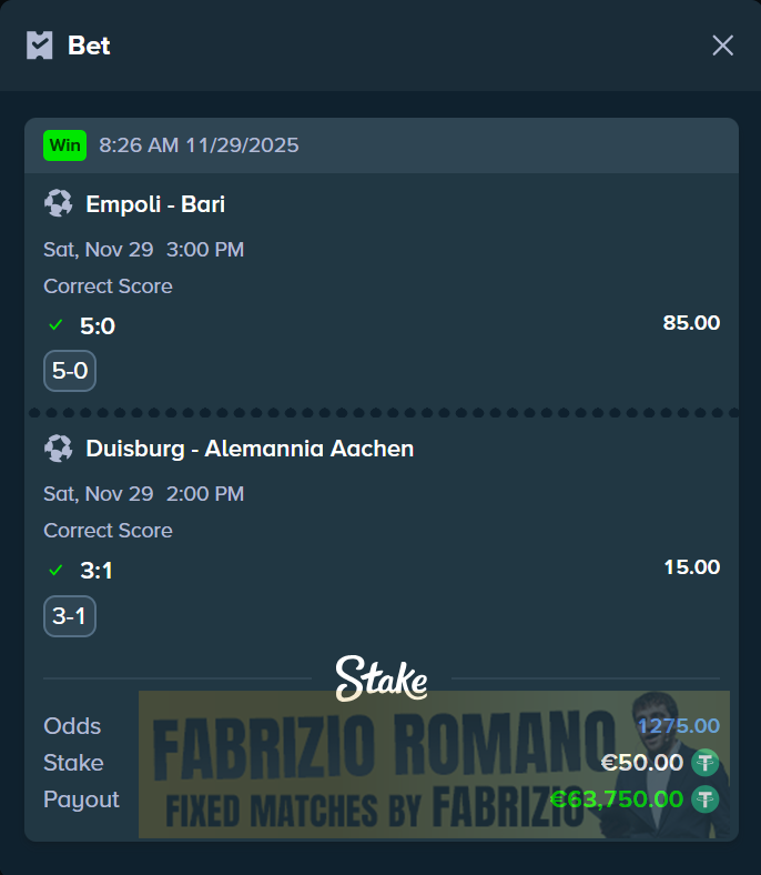 exact score fixed matches 29.11.2025