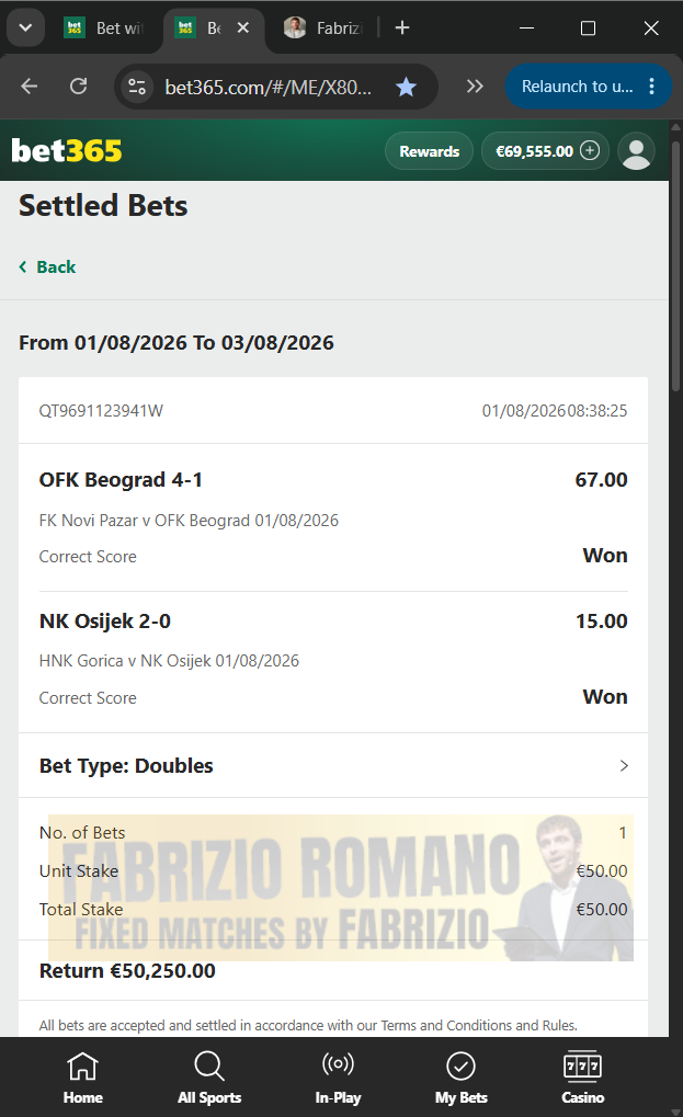 exact score fixed matches 01.08.2026